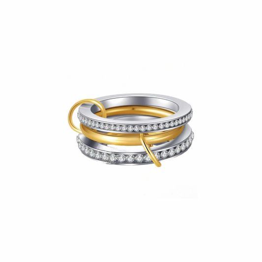 Spinelli Inspired Gold & Silver 3 Layer Double Cubic Ring