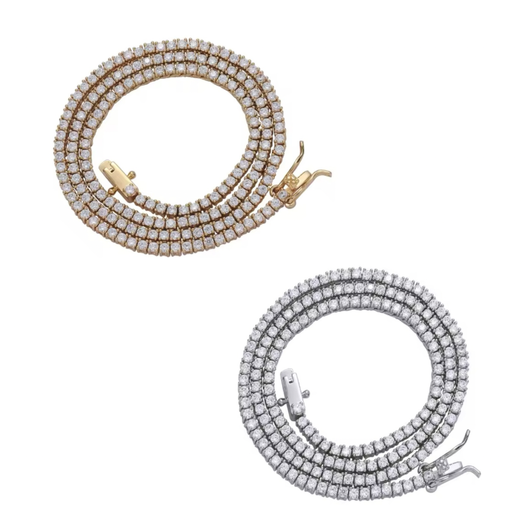 Must Have 2mm Cubic Tennis Necklace (Gold/Silver, 40/45cm)