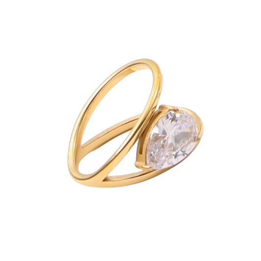 Gold Abstract Pear Slip On Ring