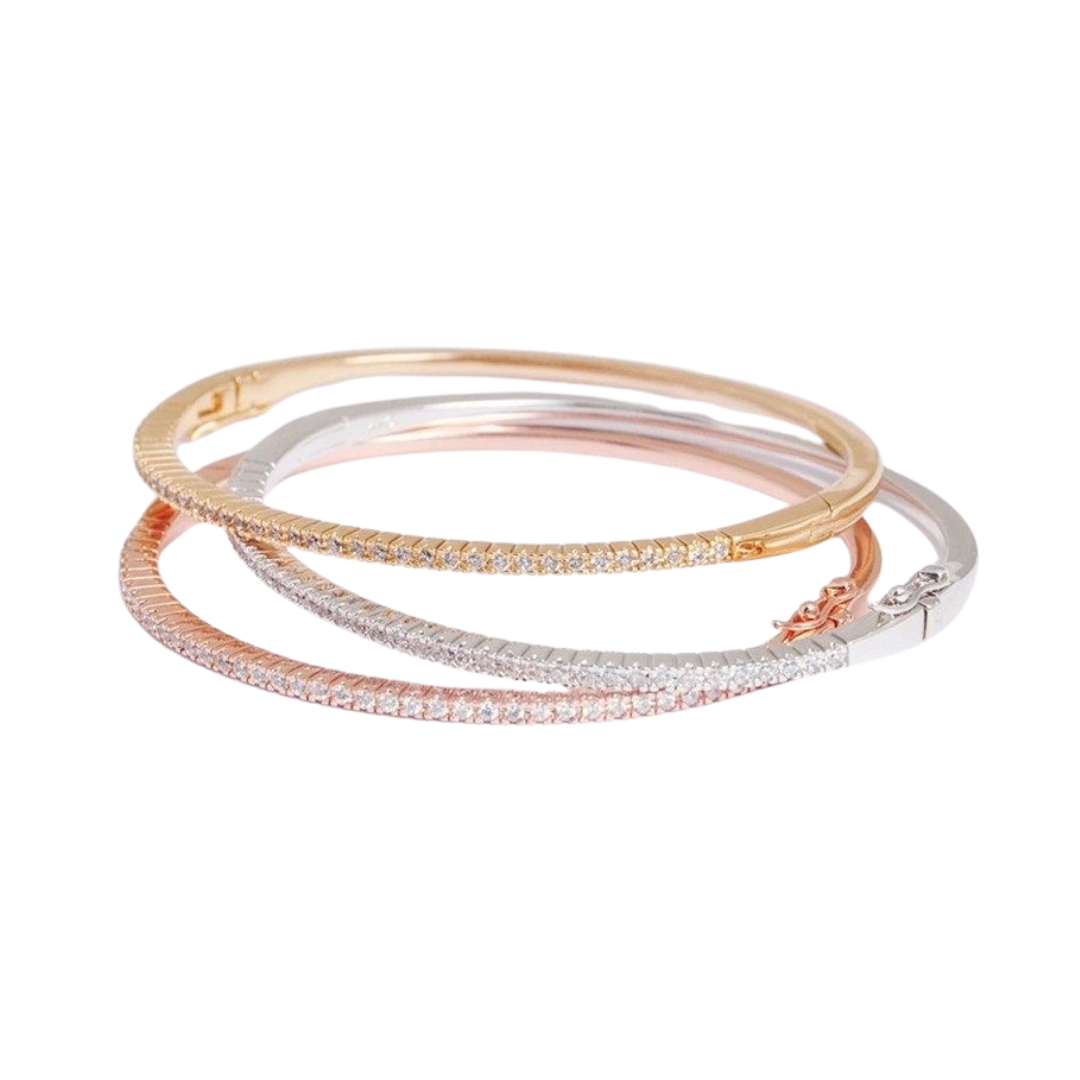 Classic Micro Pave Tennis Bangle (Gold, Silver, Rose)