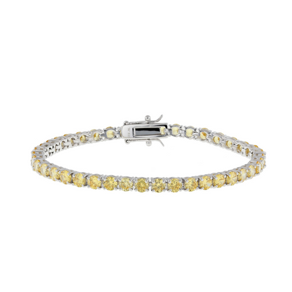 Silver & Yellow 3mm Moissanite Tennis Bracelet (925, Vermeil)
