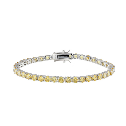 Silver & Yellow 3mm Moissanite Tennis Bracelet (925, Vermeil)