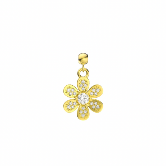 Elite Series Gold Pave Daisy Sparkle Charm (925, Vermeil)
