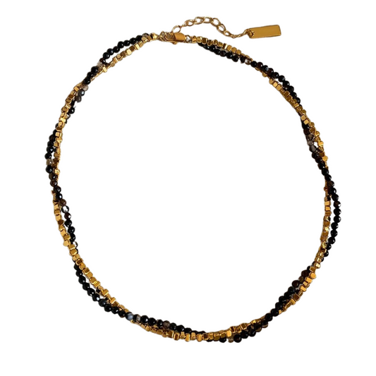 Mystical Bond Black & Gold Agate Twist Necklace