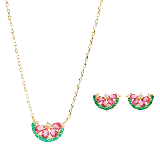 Watermelon Sparkle Set (Necklace & Earring)