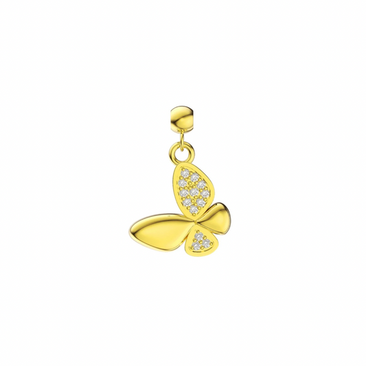 Elite Series Gold Butterfly Satin/Pave Blend Charm (925, Vermeil)