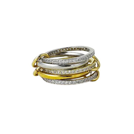 Spinelli Inspired Gold & Silver 5 Layer Triple Cubic Ring