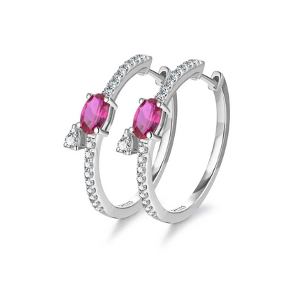 Simulated Ruby & NSCD Earring (925)