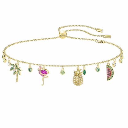 Pink Island Vibes Charm Necklace & Bracelet (Mix Metal)