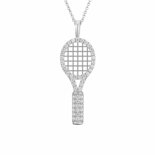 Moissanite Pave Tennis Racket Necklace (925, Vermeil, Gold & Silver)
