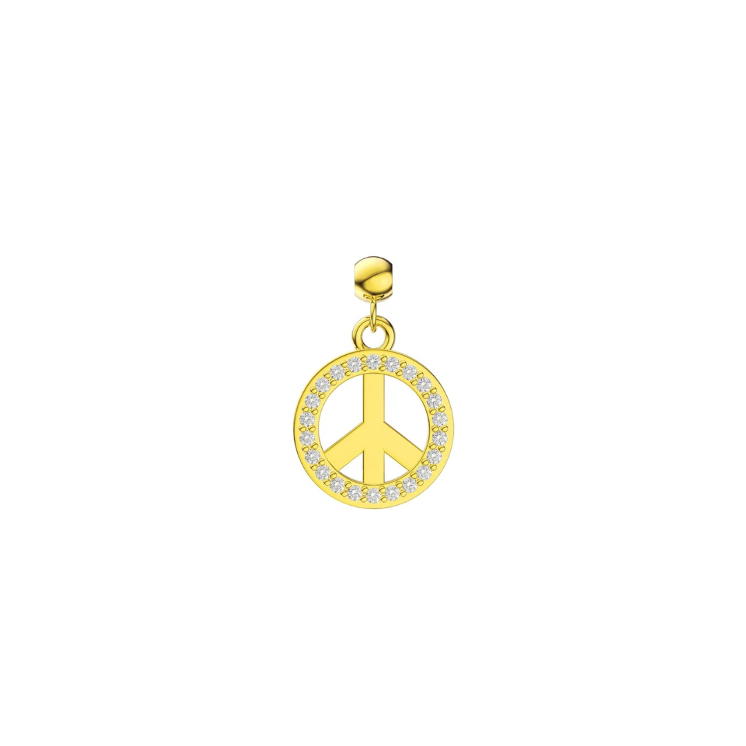 Elite Series Gold Pave Peace/Pave Charm (925,Vermeil)