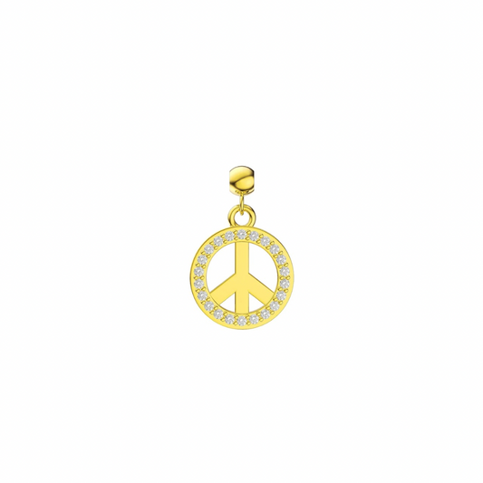 Elite Series Gold Pave Peace/Pave Charm (925,Vermeil)