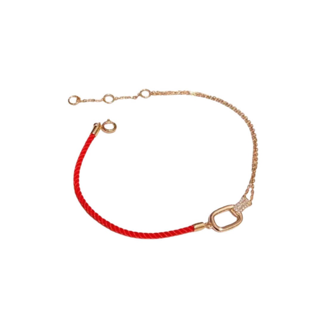 Lucky Rose Gold & Red Cord NSCD Bracelet (925, 18k Vermeil)