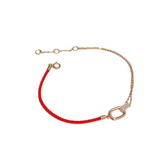 Lucky Rose Gold & Red Cord NSCD Bracelet (925, 18k Vermeil)