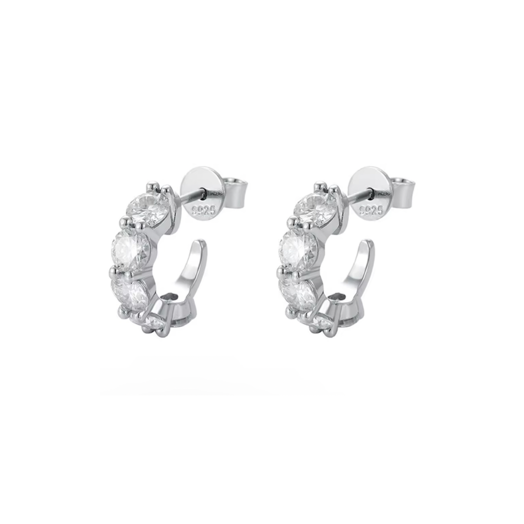 The Must Have Round Fitted Huggie 1/3 TCW Moissanite Earring (925, Vermeil)