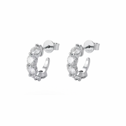 The Must Have Round Fitted Huggie 1/3 TCW Moissanite Earring (925, Vermeil)