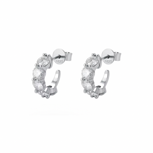 The Must Have Round Fitted Huggie 1/3 TCW Moissanite Earring (925, Vermeil)