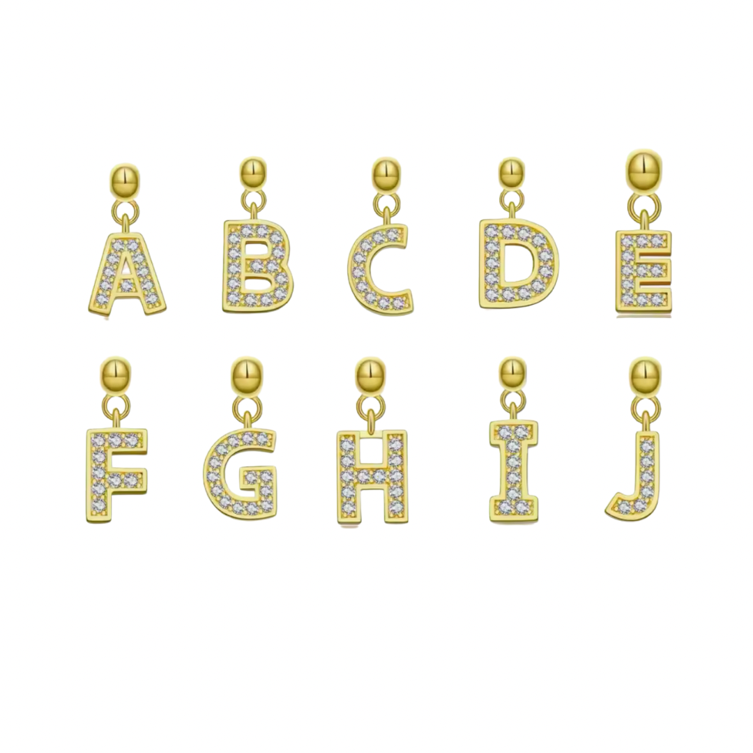 Elite Series Gold Pave NSCD Initial Charms (925, Vermeil)