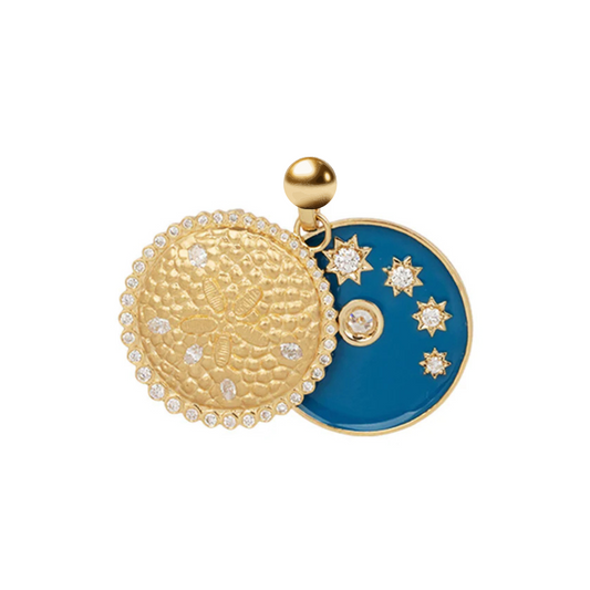 Elite Series Gold & Blue SandDollar Double Enamel NSCD Charm (925, 18k Vermeil)