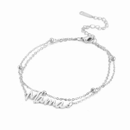 Silver Mama Double Bead Bracelet