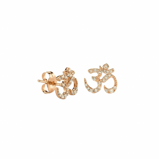 Rose Gold NSCD Sacrosanct Aum Earrings (925, Vermeil)