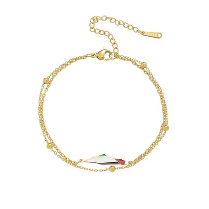 Gold Double Strand Palestine Flag Bracelet