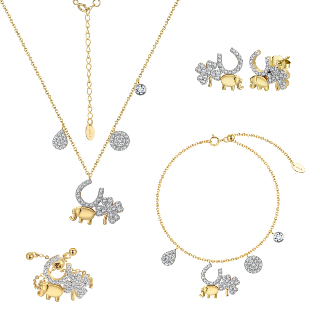 Designer Gold Love, Luck & Abundance NSCD Charm Set (925,18k Vermeil)