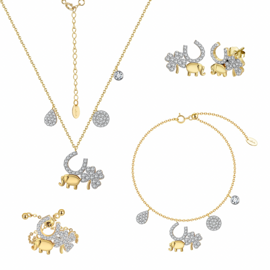 Designer Gold Love, Luck & Abundance NSCD Charm Set (925,18k Vermeil)
