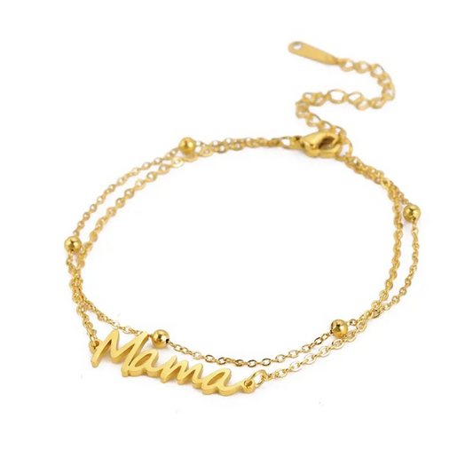 Gold Mama Double Bead Bracelet