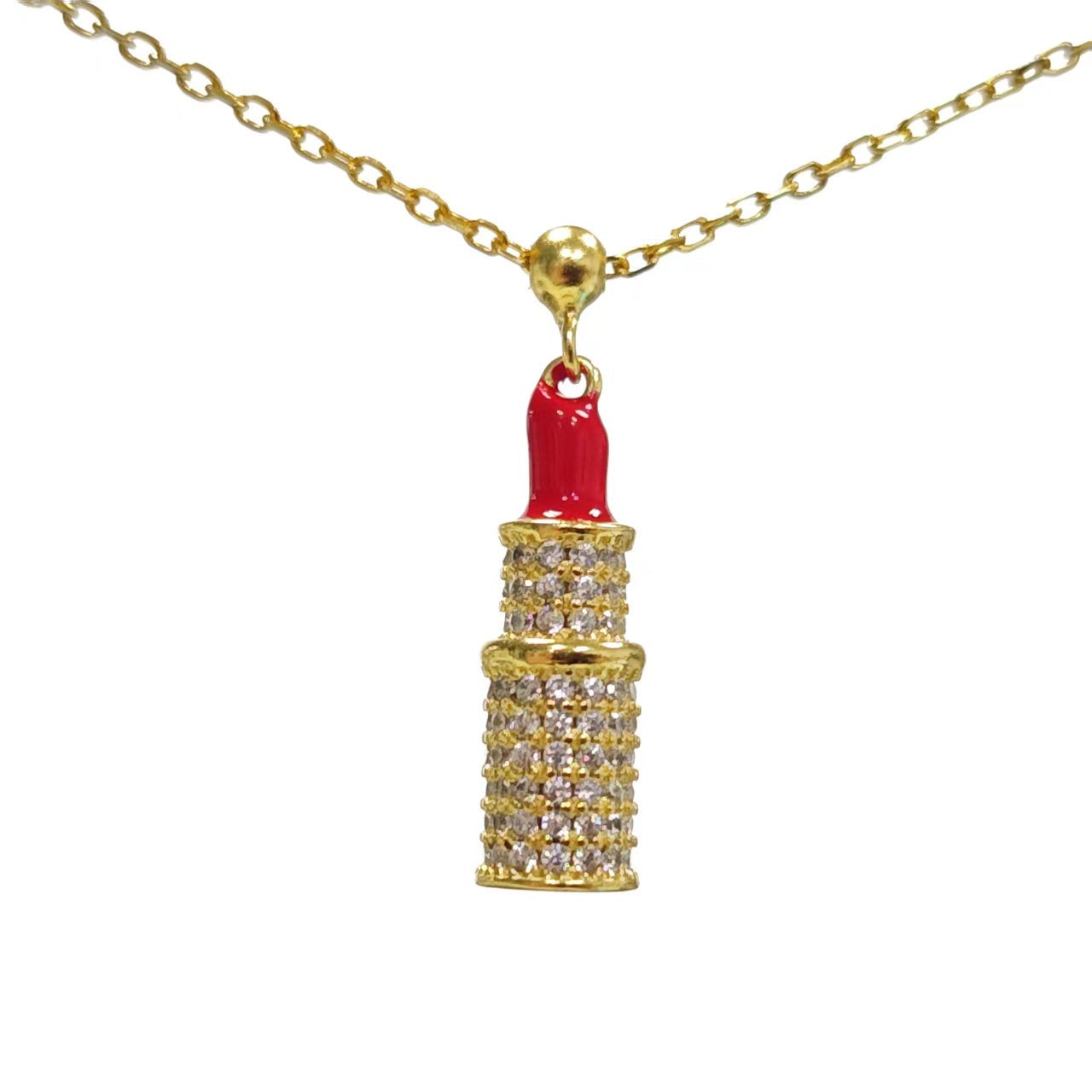 Elite Series Gold Designer NSCD Pave Lipstick Charm (925, 18k Vermeil)