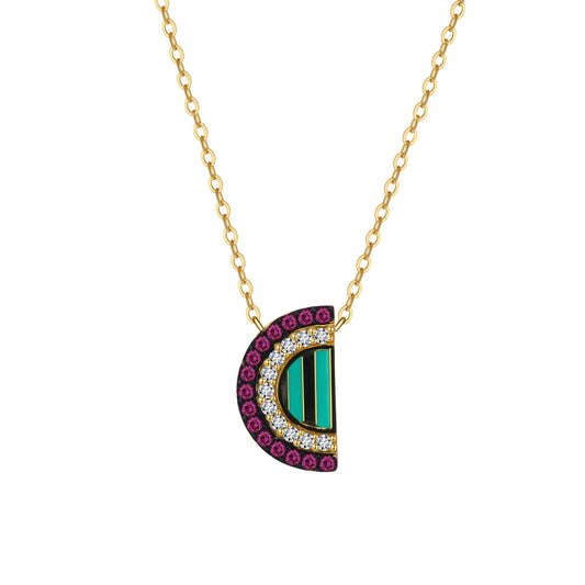 The Dunes Watermelon Pave Necklace (925, Vermeil)